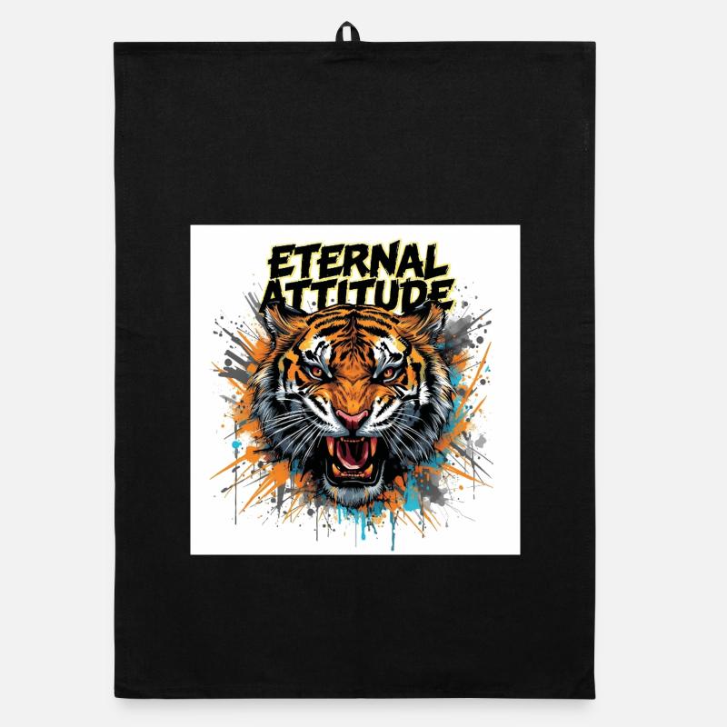 Pose du Tigre Éternel - Torchon bio - noir
