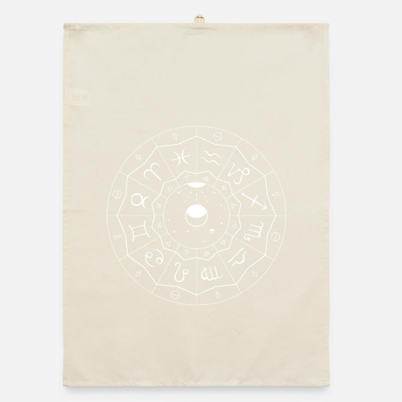 Zodiac Mandala - Elements and Modalities (white) Organic dish towel