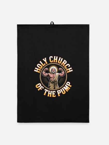 Sanctifiés soient tes gains - Funny Jesus Gym Meme - Torchon bio - noir - Devant