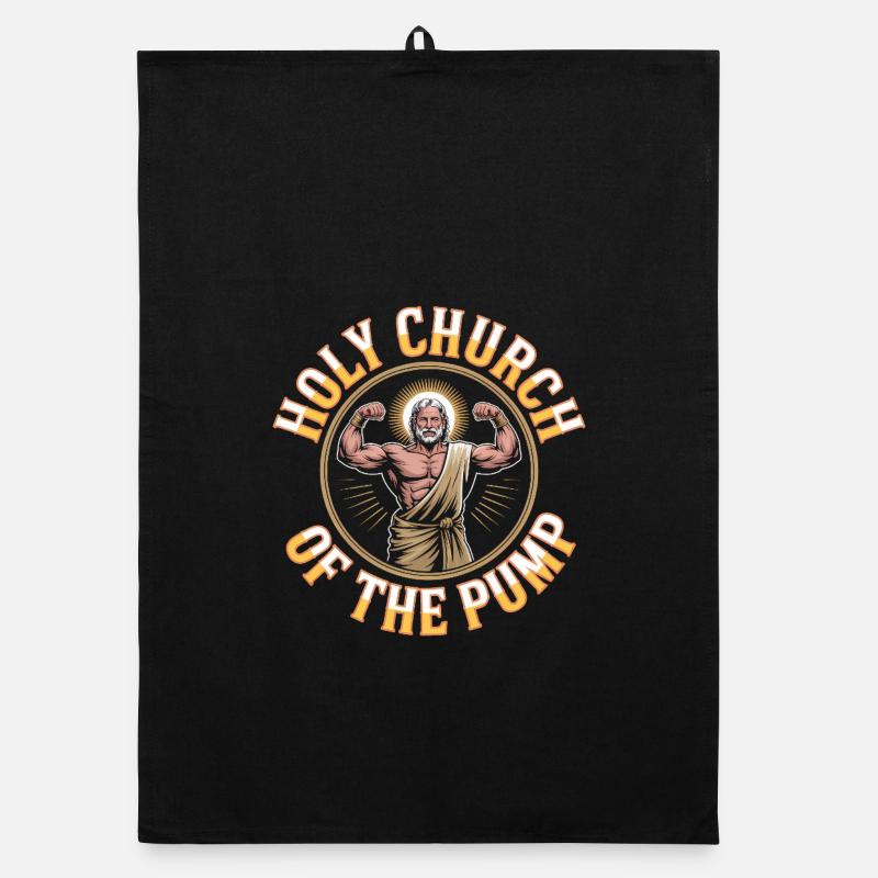 Sanctifiés soient tes gains - Funny Jesus Gym Meme Torchon bio