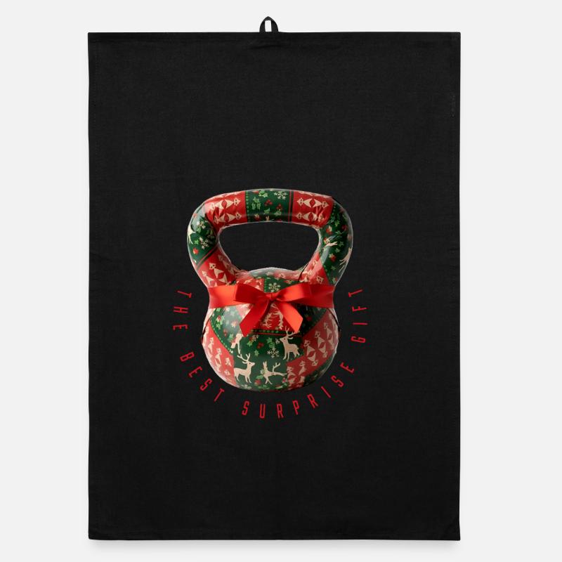 Kettlebell – Das beste Überraschungsgeschenk - Organic Geschirrtuch - Schwarz