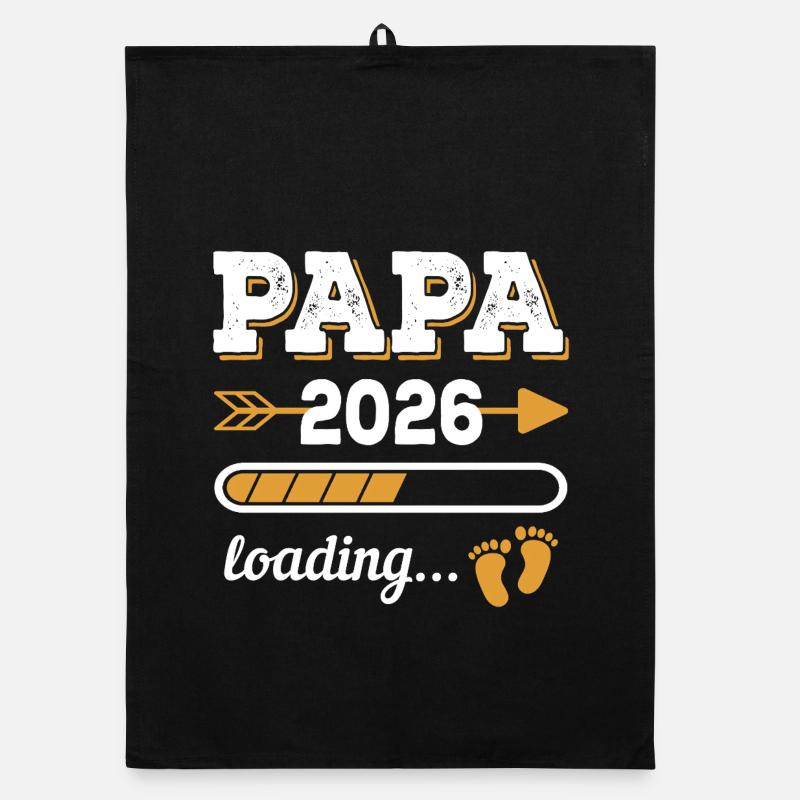 Papa 2026 Loading Zukünftiger Vater Geschenk - Organic Geschirrtuch - Schwarz