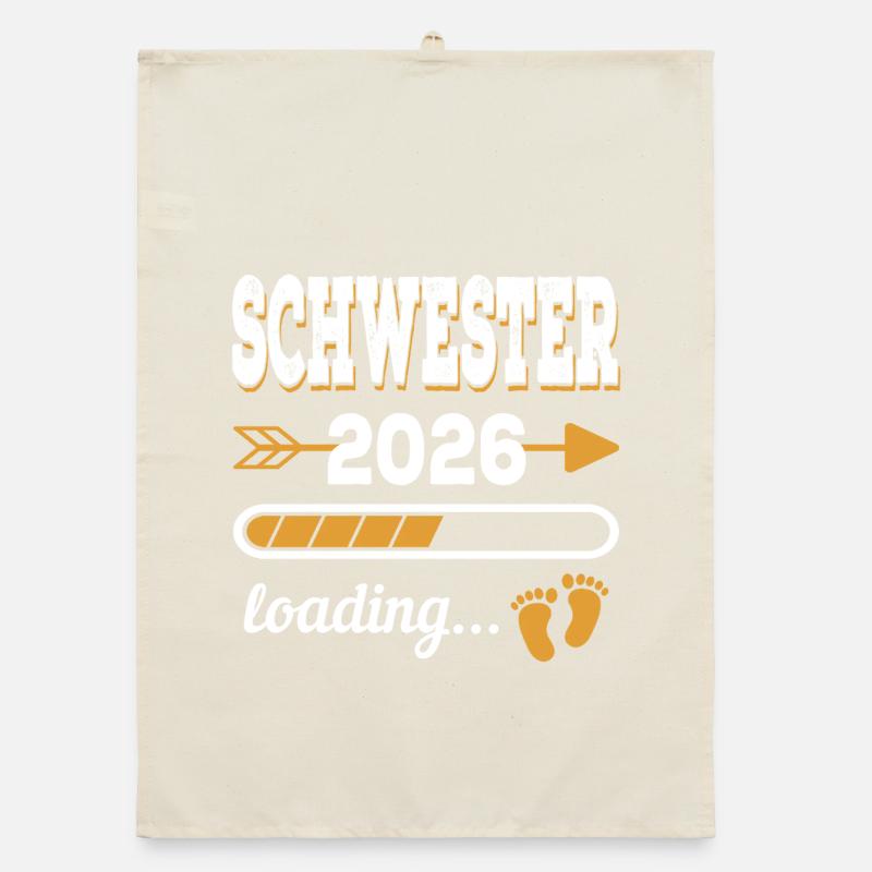 Schwester 2026 Loading große Schwester Geschenk Organic Geschirrtuch