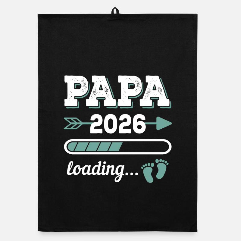 Papa 2026 Loading Idée cadeau futur papa Torchon bio