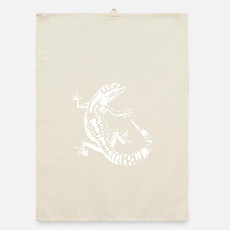 Schwarzweiß Echse Silhouette Leopardgecko Organic Geschirrtuch