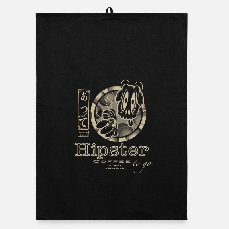 Café hipster à emporter - Torchon bio - noir