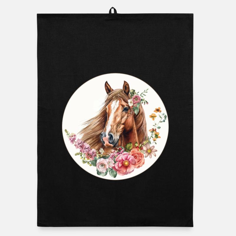 Pferd Blumen Organic Geschirrtuch