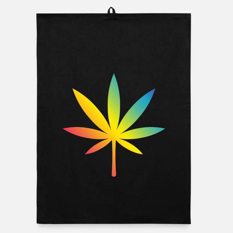 Cannabis / Marijuana / Chanvre (Arc-en-ciel / Histoire) - Torchon bio - noir