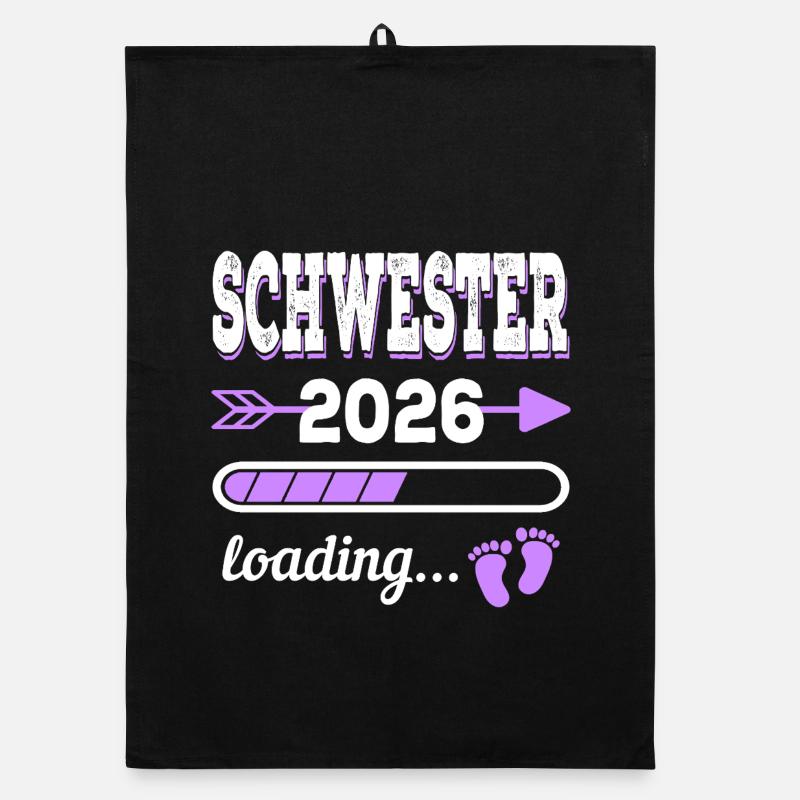 Sister 2026 Loading Idée de cadeau de naissance Torchon bio