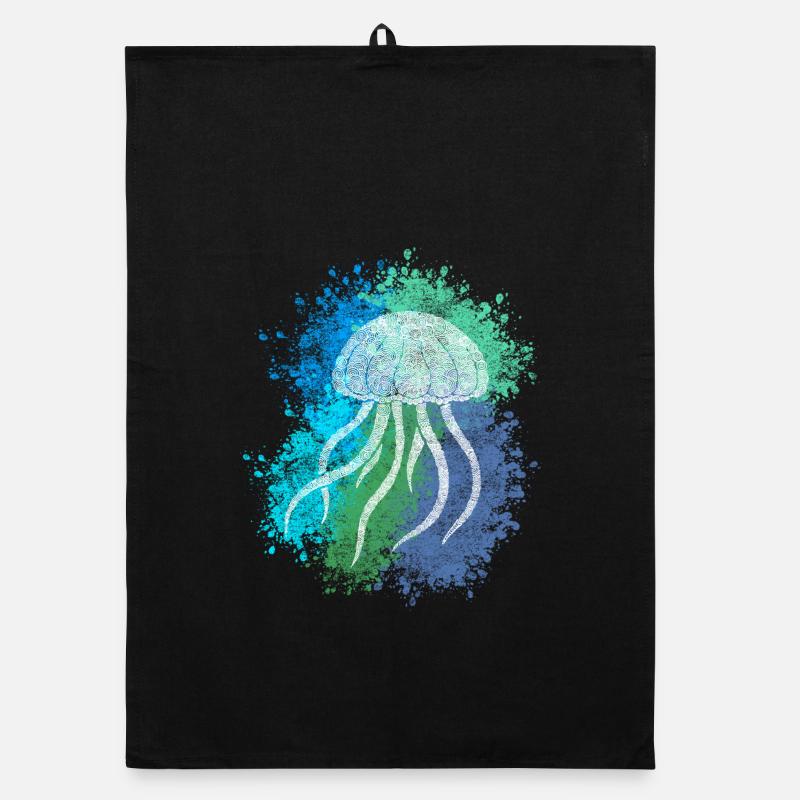 Zentangle Jellyfish Organic dish towel