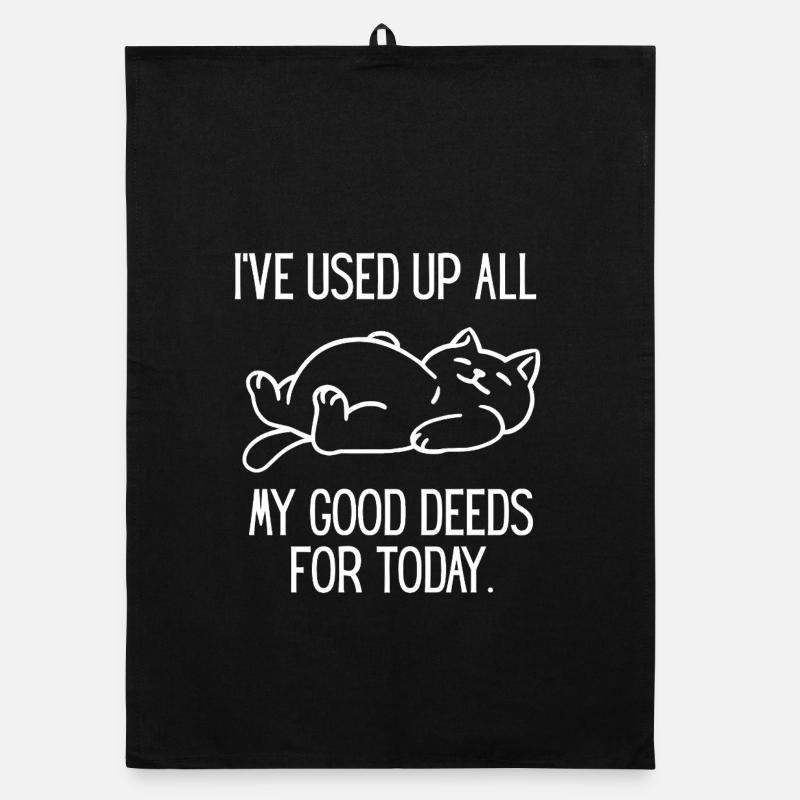 Sleeping Cat and Saying Good Deeds Organic dish towel