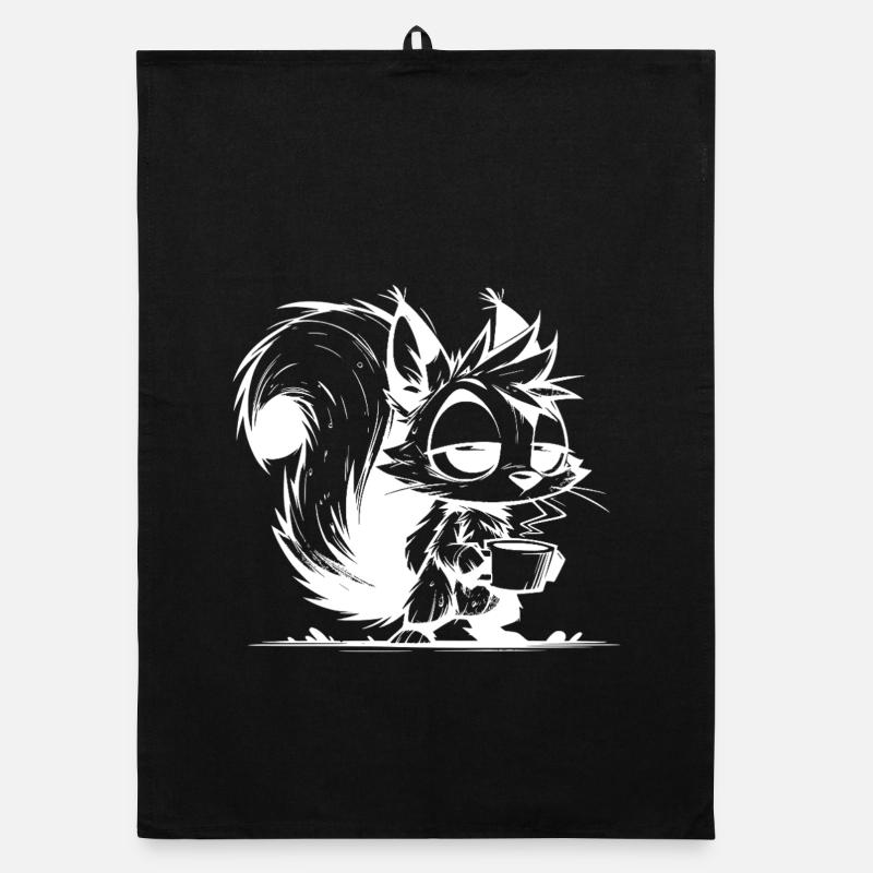 No squirrel at work without coffee Organic dish towel