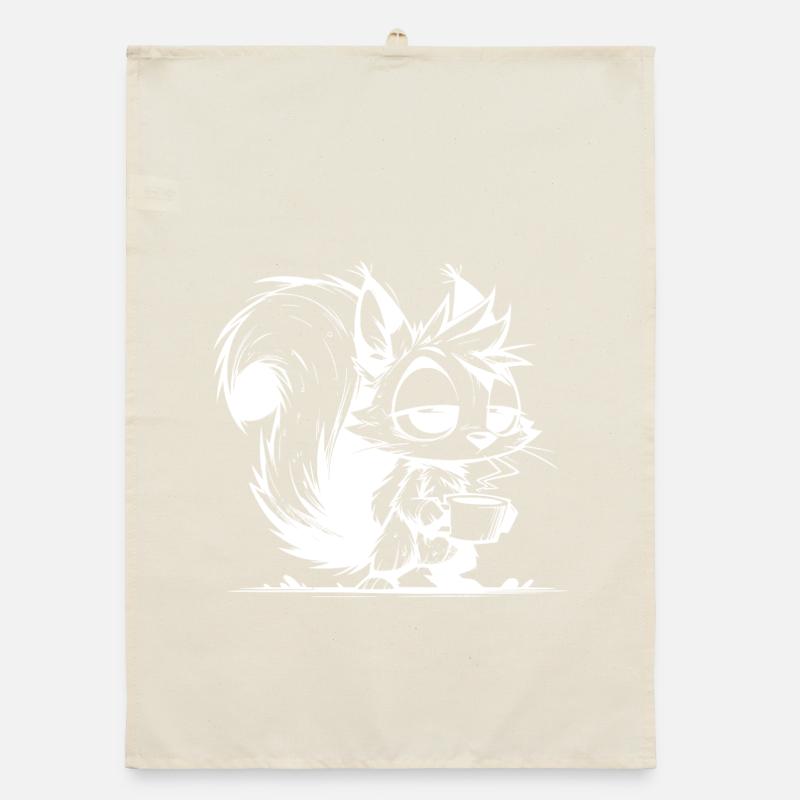 No squirrel at work without coffee Organic dish towel
