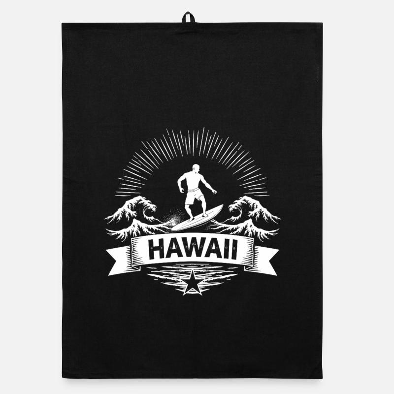 Hawaii Surfer Surfer on Pacific Wave Organic dish towel