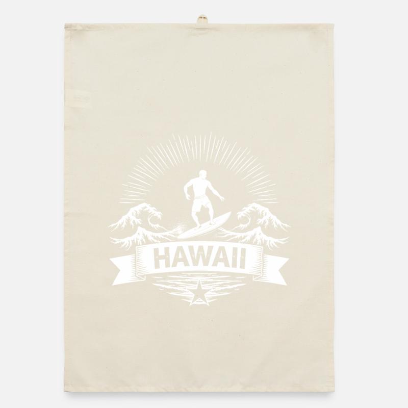 Hawaii Surfer Surfer on Pacific Wave Organic dish towel