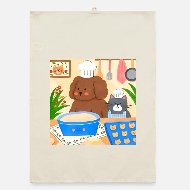 Cute Baker Illustration Organic dish towel