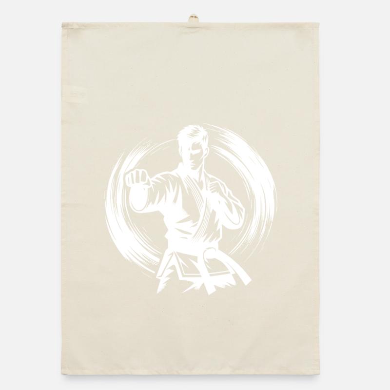 Dynamic Fighting Pose Perfect Karate Silhouette Organic dish towel