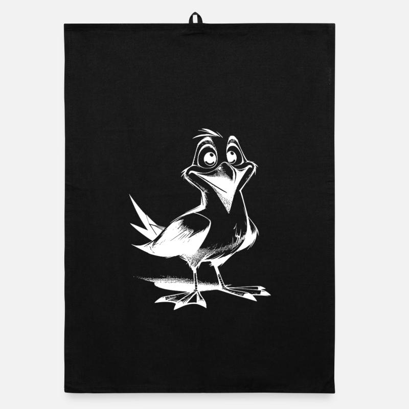 Funny seagulls coastal bird with big eyes Organic dish towel