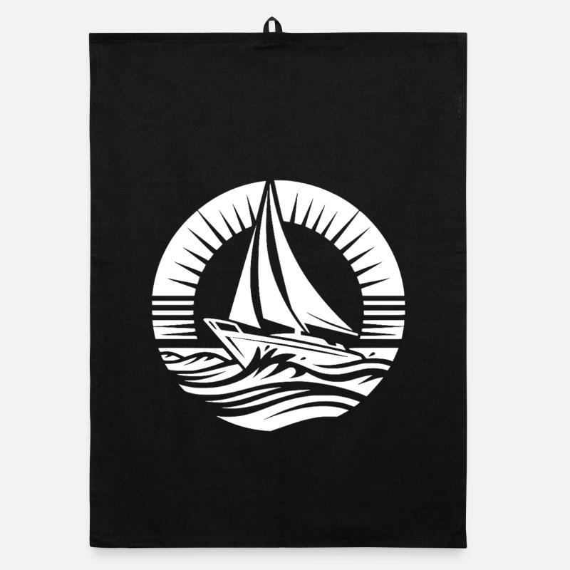 Sailing dream water adventure in a circle Organic dish towel