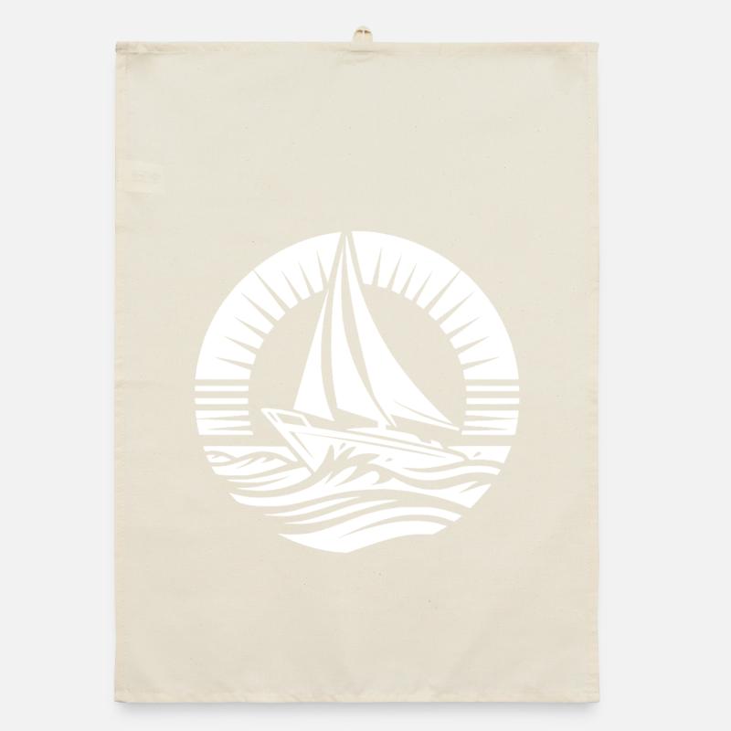 Sailing dream water adventure in a circle Organic dish towel