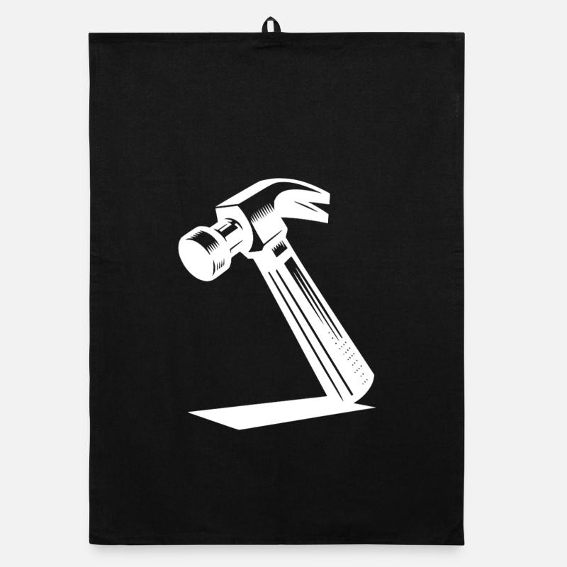 Hammer motif for carpenter and builder Organic dish towel