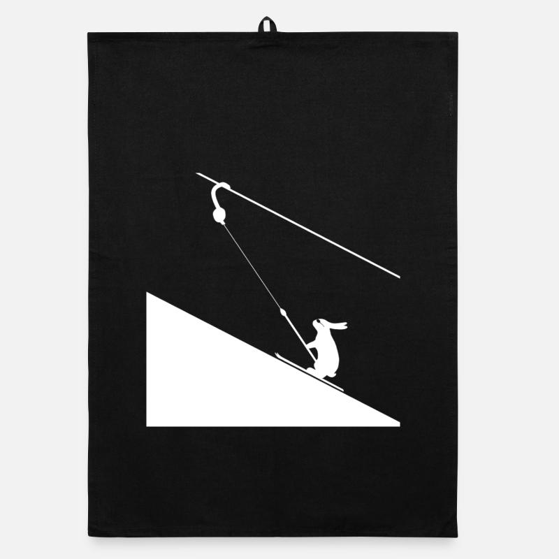 Hare climbing on rope Organic dish towel
