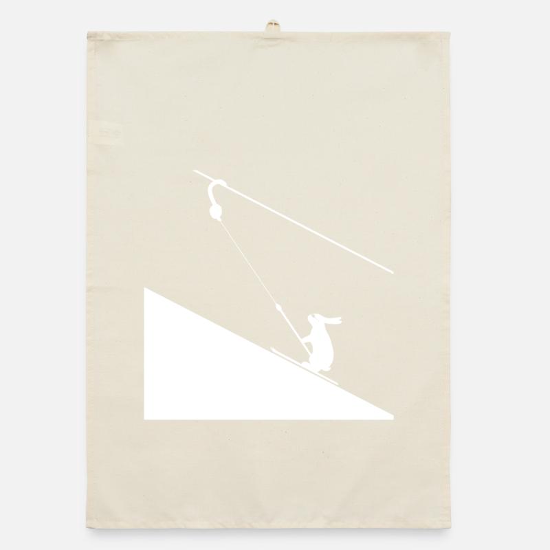 Hare climbing on rope Organic dish towel