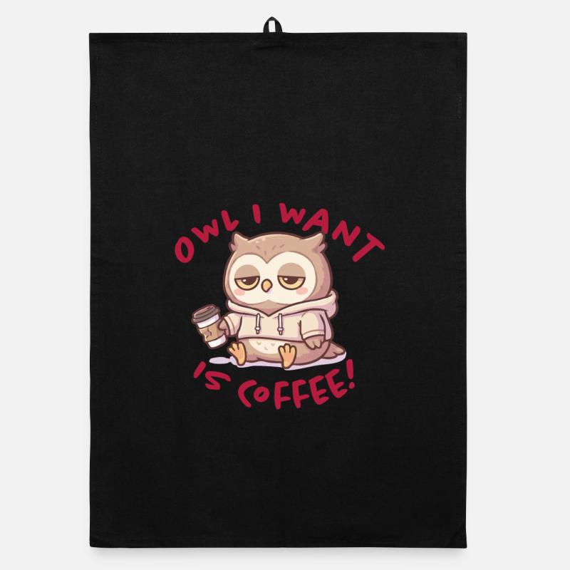 Sweat à capuche Coffee Love Owl Pullover Torchon bio