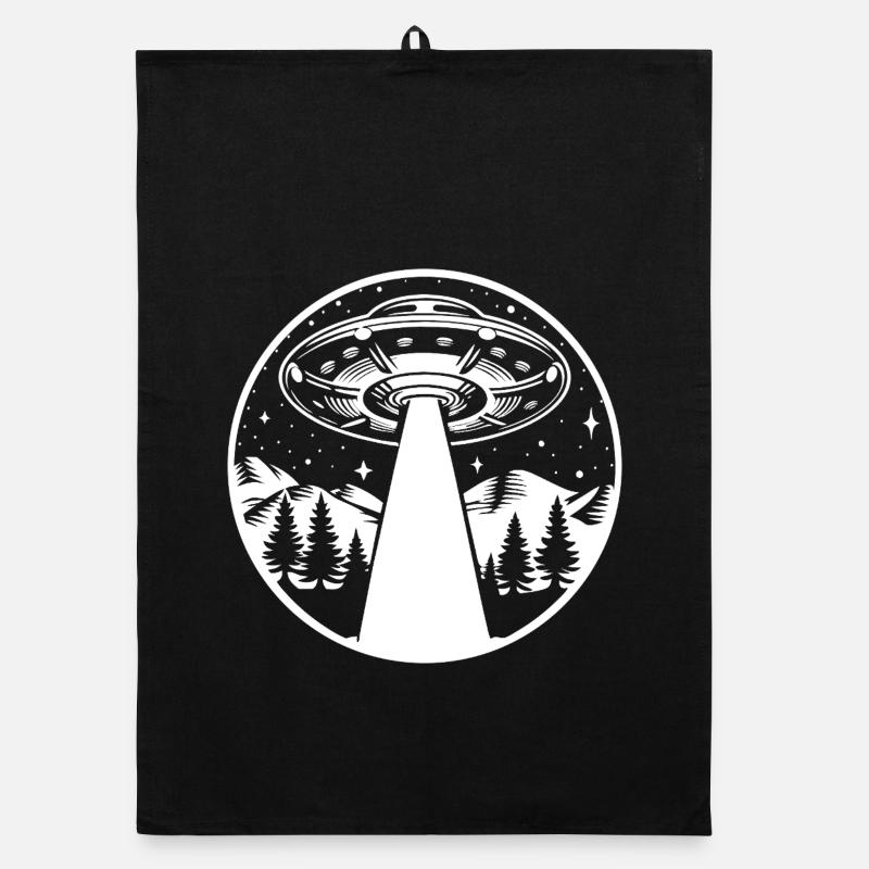 Vaisseau spatial UFO Étoiles spatiales rétro vintage Torchon bio