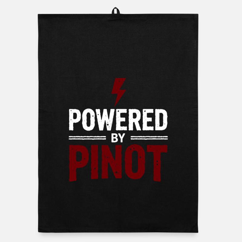 Powered by Pinot Wein Energie Spruch Organic Geschirrtuch