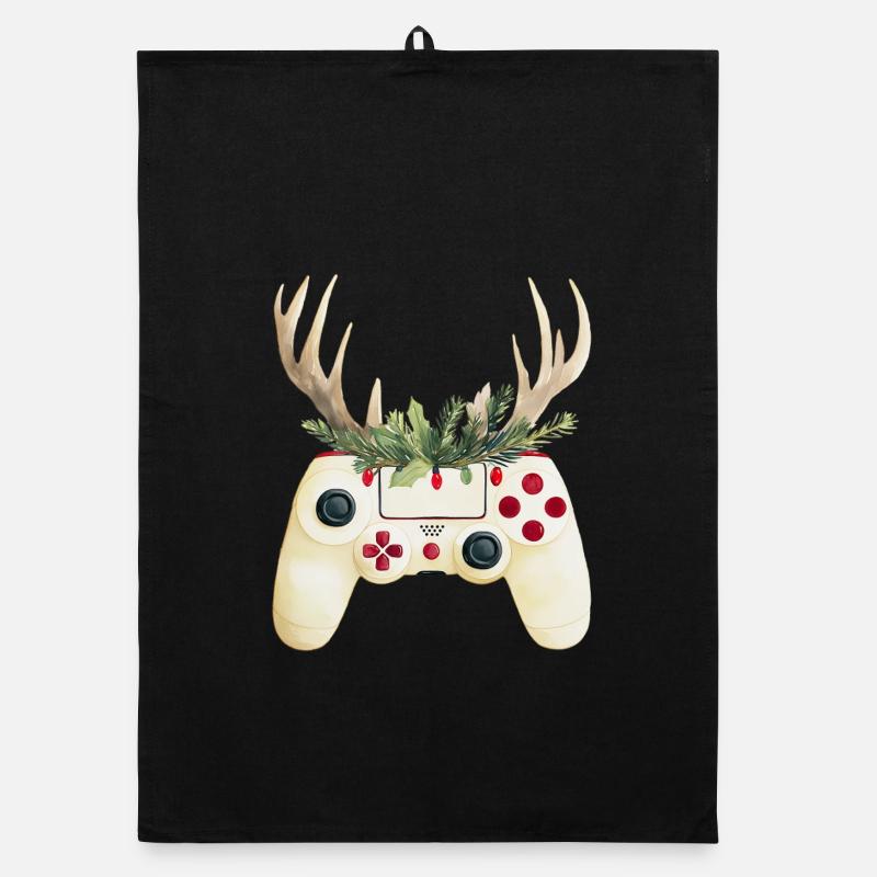 Weihnachtscontroller mit Hirschgeweih Organic Geschirrtuch