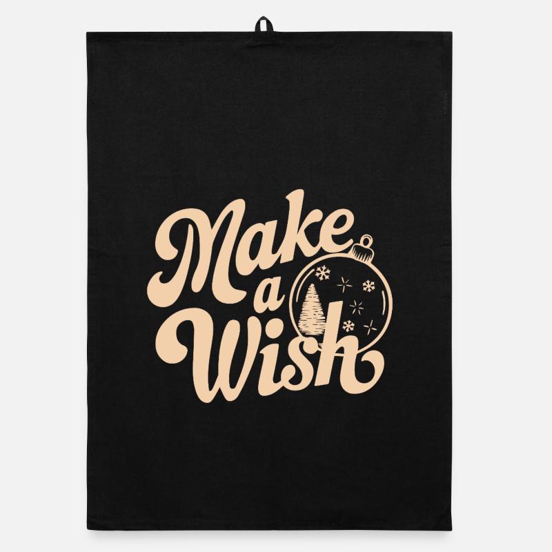 Make a Wish Ornament Typography Organic dish towel