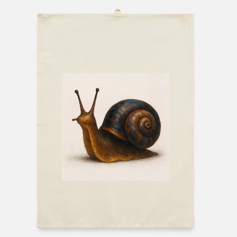Snail with blue shimmer shell Organic dish towel