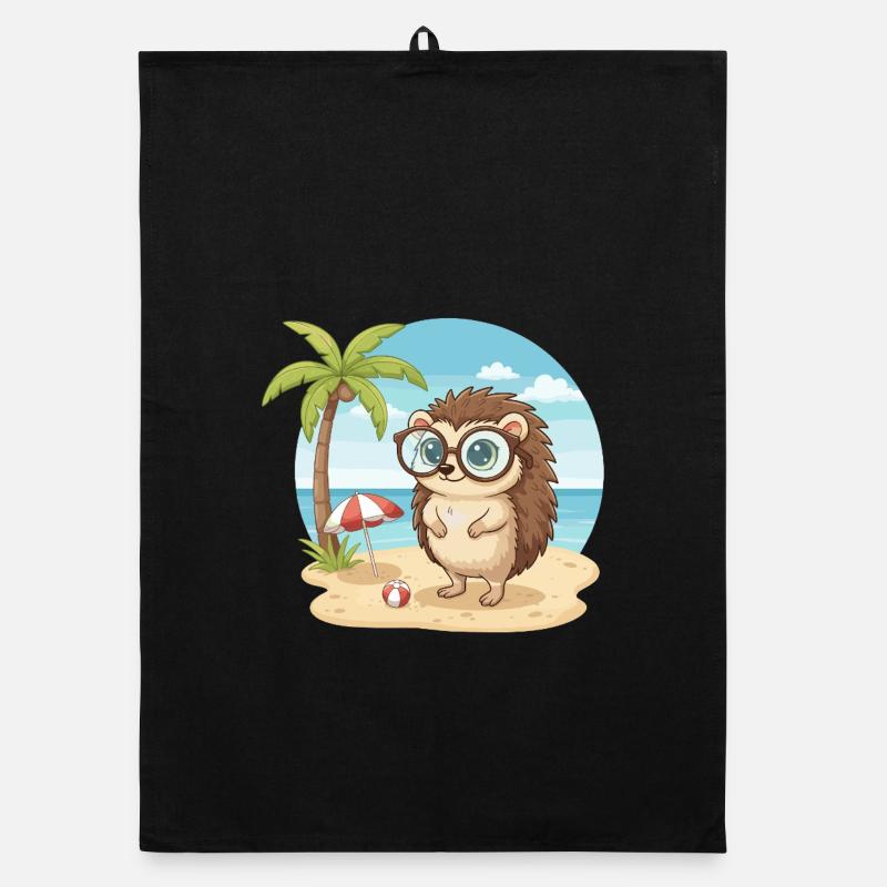 Süßer Igel mit Brille Strand-Sommerurlaub Organic Geschirrtuch