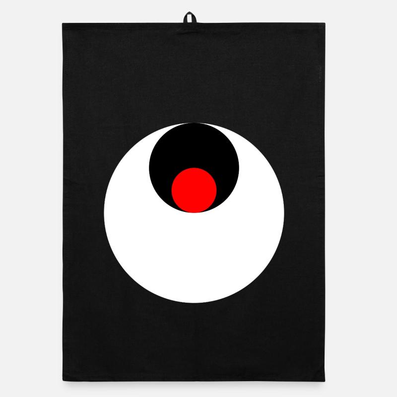 3 cercles, blanc, noir et rouge - Torchon bio - noir
