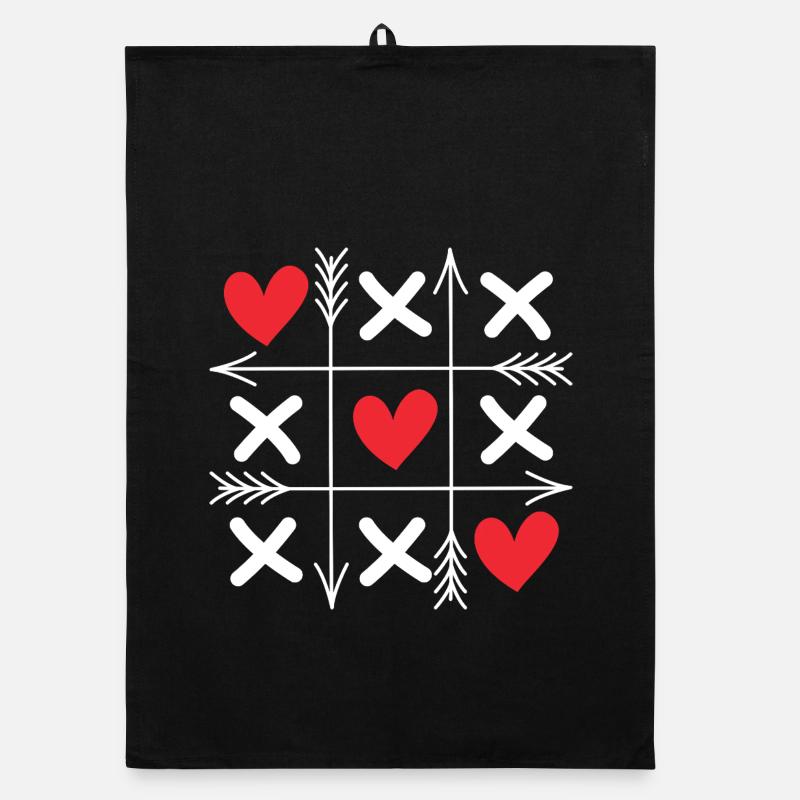Tic Tac Toe Hearts Cute Matching Couples Valentine Organic dish towel