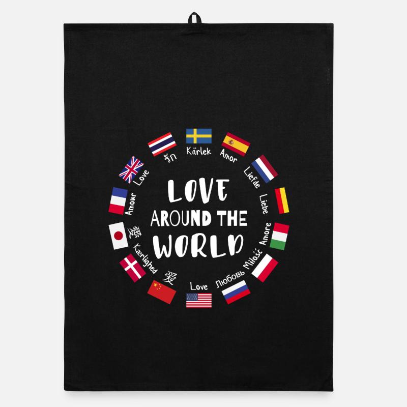 Love from all over the world Languages Organic dish towel