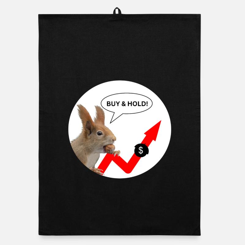 Finanzshirt Eichhörnchen Buy & Hold - Organic Geschirrtuch - Schwarz