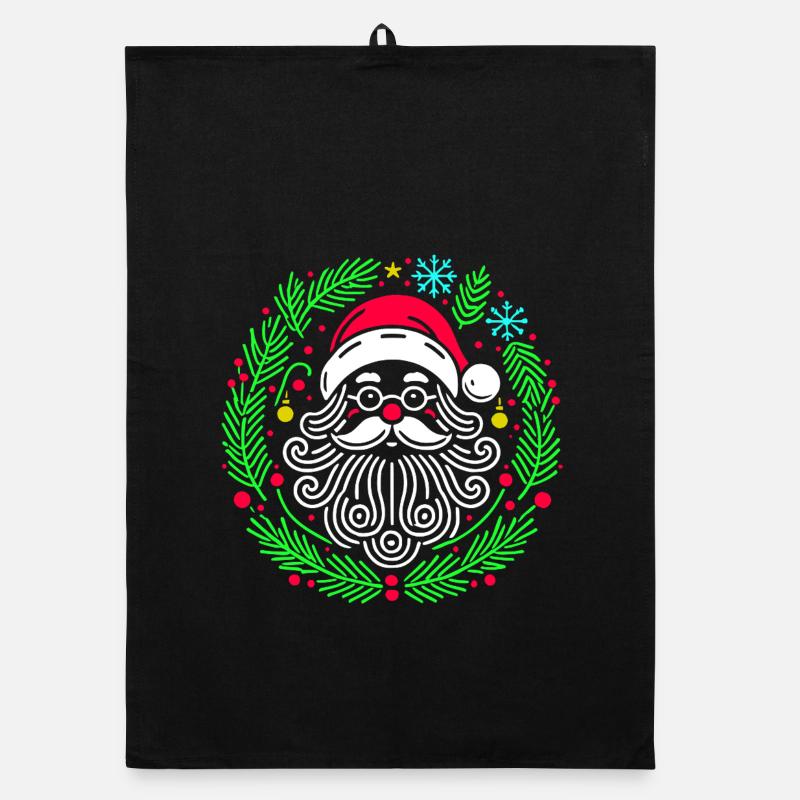 Père Noël circulaire de Noël avec des branches Torchon bio