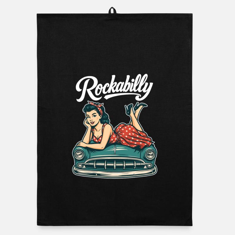 Rockabilly Oldtimer Auto Pin Up Retro Geschenk Organic Geschirrtuch