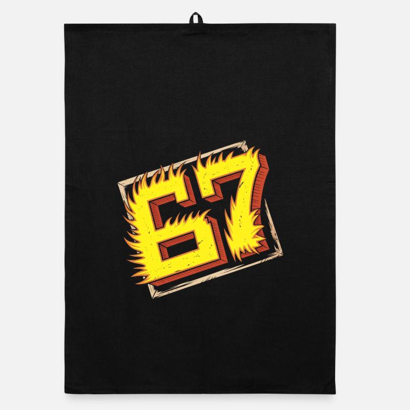 Flaming 67 Brainrot Emblem Organic Geschirrtuch