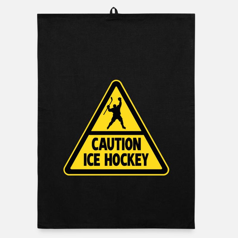 Caution Hockey Eishockeyspieler Warnung Organic Geschirrtuch