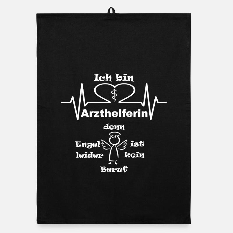 Ich bin Arzthelferin - Engel im Beruf - Organic Geschirrtuch - Schwarz
