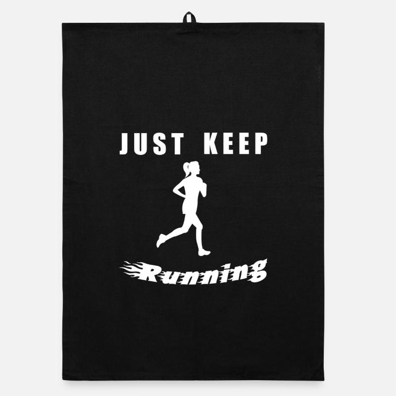 Just Keep Running – Läuferin Silhouette - Organic Geschirrtuch - Schwarz