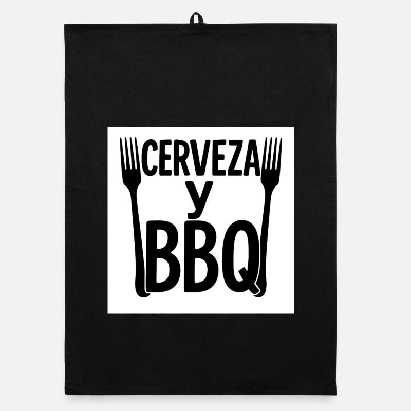 Design numérique « Bière & BBQ » Torchon bio
