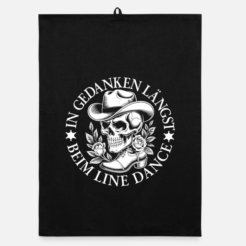 Skeleton in line dance style Organic dish towel