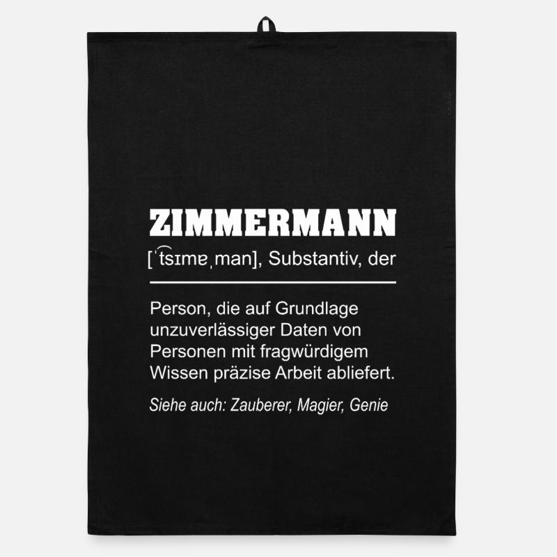 Zimmermann Definition Lustig – Handwerker Geschenk - Organic Geschirrtuch - Schwarz