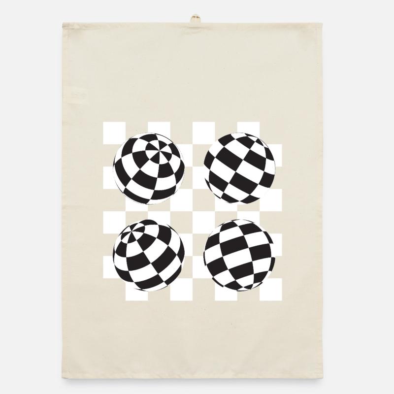 Spherical Checkered Illusion Organic dish towel