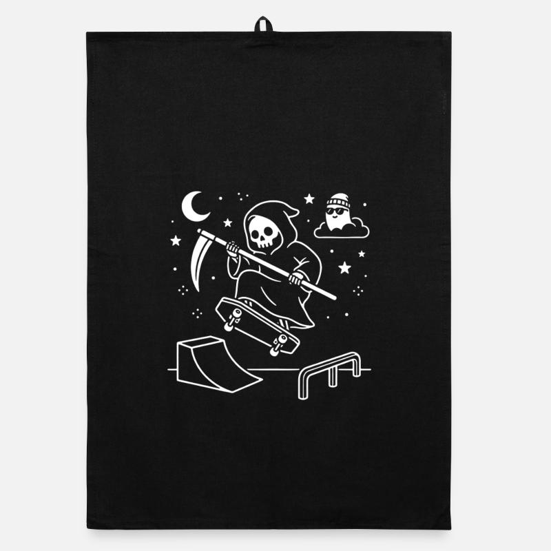 Grim Reaper Skate Nacht Organic Geschirrtuch