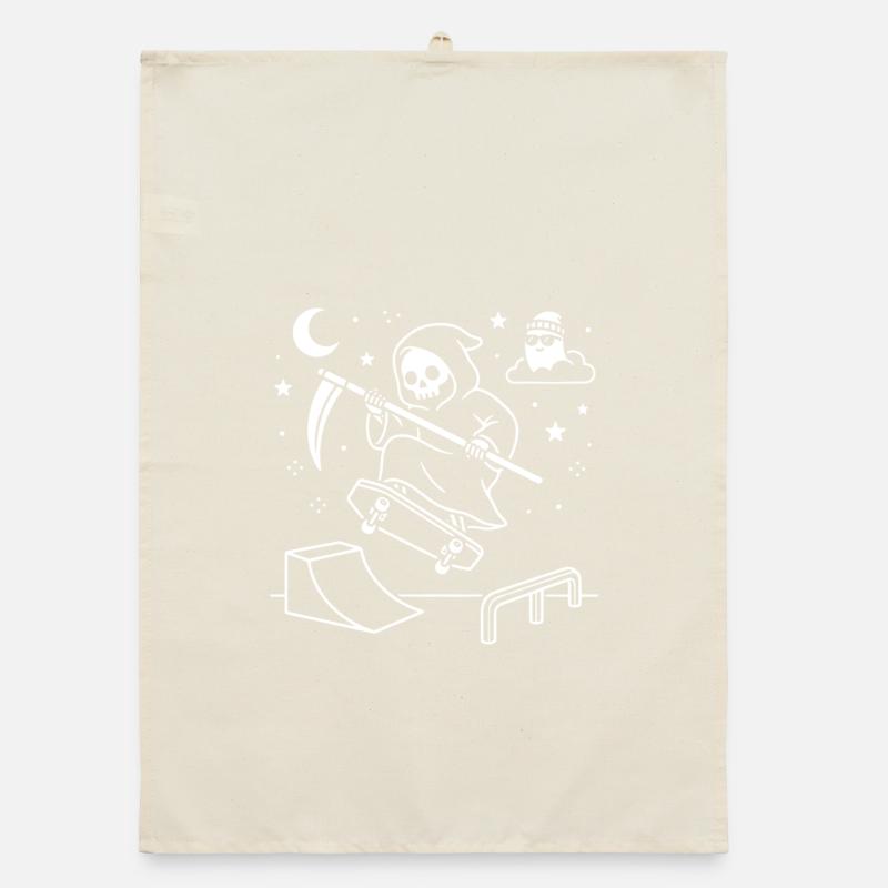 Grim Reaper Skate Night Organic dish towel
